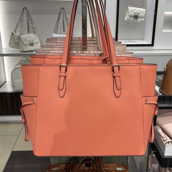 Michael Kors Gilly Large Drawstring Travel Tote Sherbert Leather - Picture 10 of 16